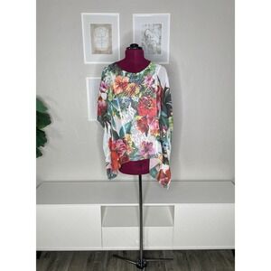 Jess & Jane Top Women's M Sheer Kimono Floral Lightweight